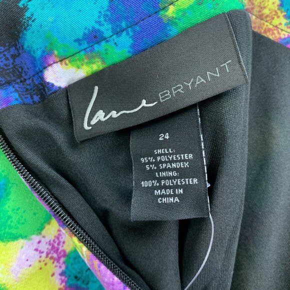 Lane Bryant Skirt Womens 24 Straight Purple Blue Knee Length Lined Back Zipper - Picture 10 of 11